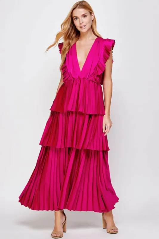 Clara Ruffle Tier Maxi Dress - Pink sold by Confête
