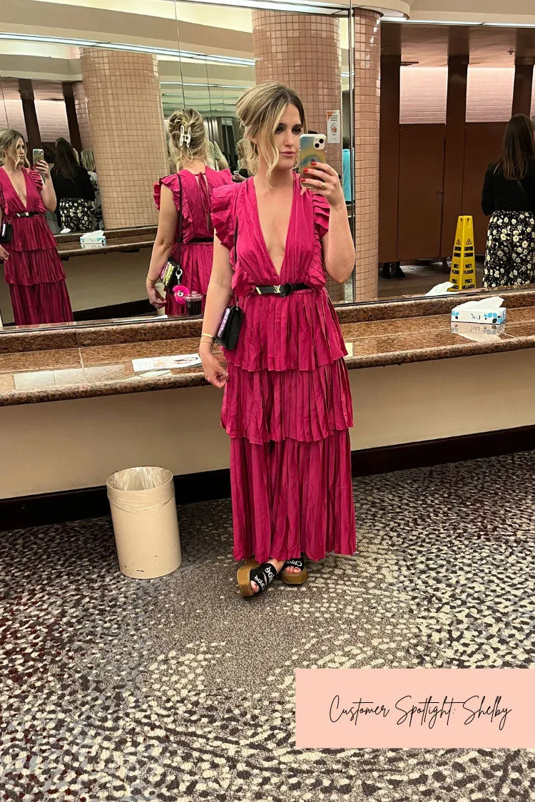 Clara Ruffle Tier Maxi Dress - Pink sold by Confête product image thumbnail 3