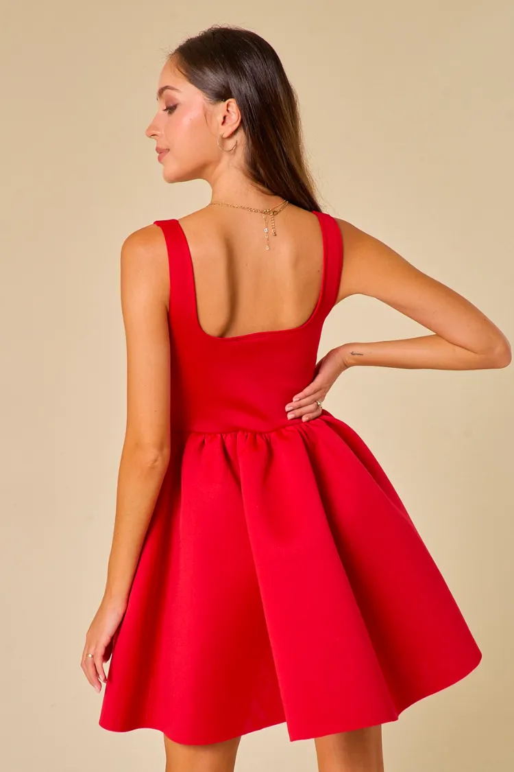 Molly Red Skater Mini Dress sold by Confête product image thumbnail 3