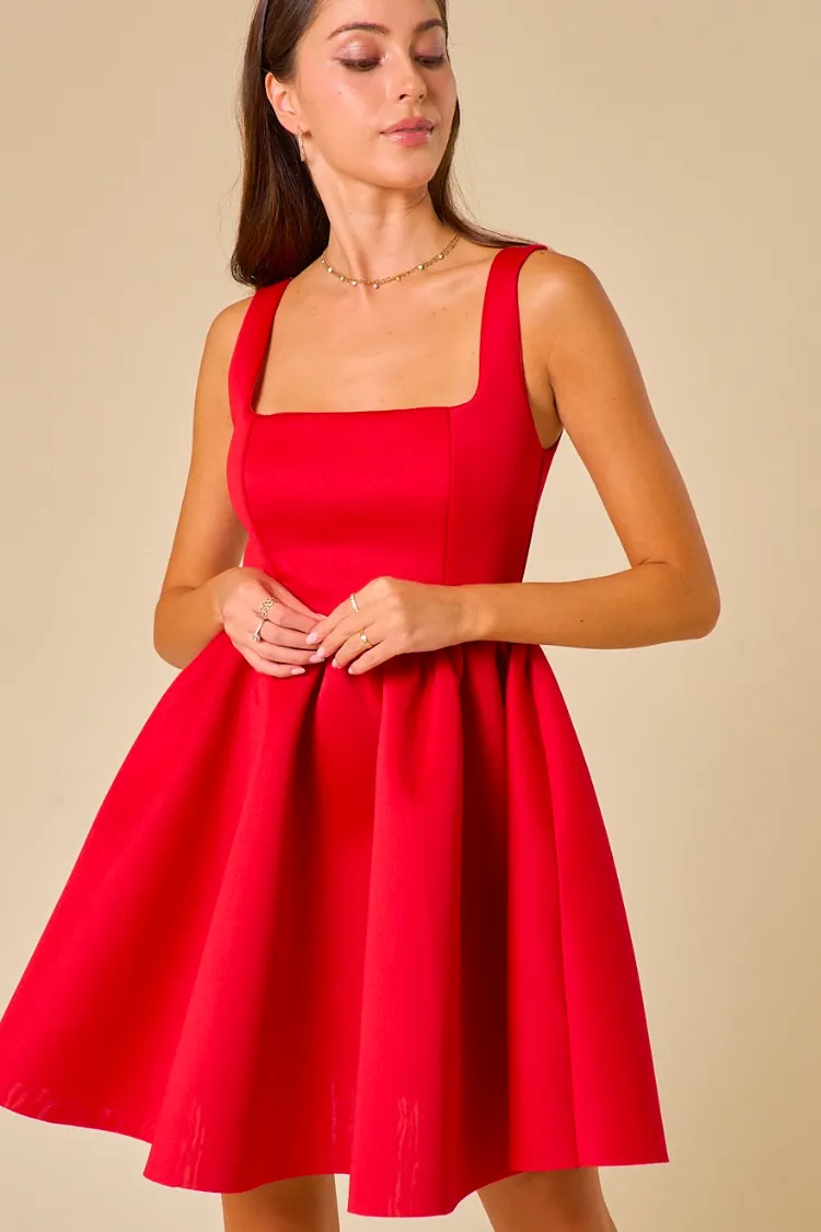 Molly Red Skater Mini Dress sold by Confête product image thumbnail 2