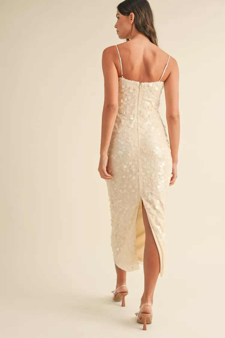 Reine Cream Sequin Sheath Dress sold by Confête product image thumbnail 3