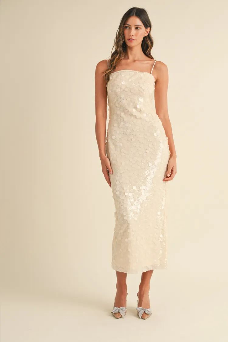 Reine Cream Sequin Sheath Dress sold by Confête product image thumbnail 2