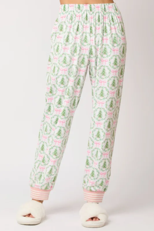 Velour Christmas Tree and Bow Joggers sold by Confête
