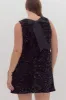 Irina Black Sequin Sleeveless Mini Dress with Black Bow sold by Confête