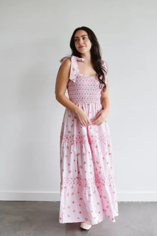 Love Letters Pink and Red Rose Maxi Dress sold by Confête