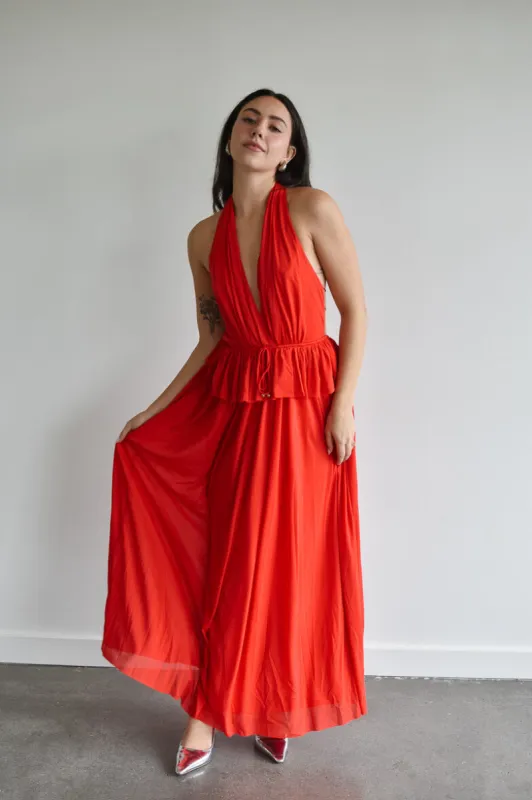Harbour Plunge Maxi Dress - Red sold by Confête