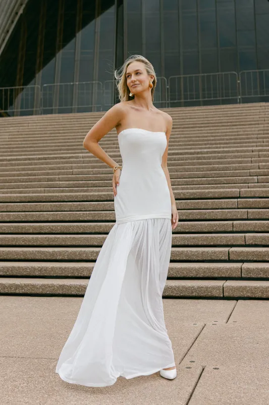 Unforgettable Strapless Maxi Dress with Sheer Skirt sold by Confête