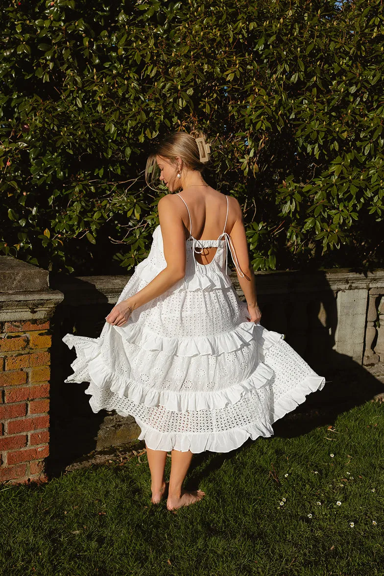 Portofino Tiered Eyelet Midi Dress sold by Confête product image thumbnail 4