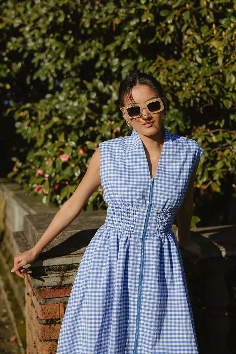 Lille Blue and White Gingham Midi Dress - FINAL SALE sold by Confête product image thumbnail 5