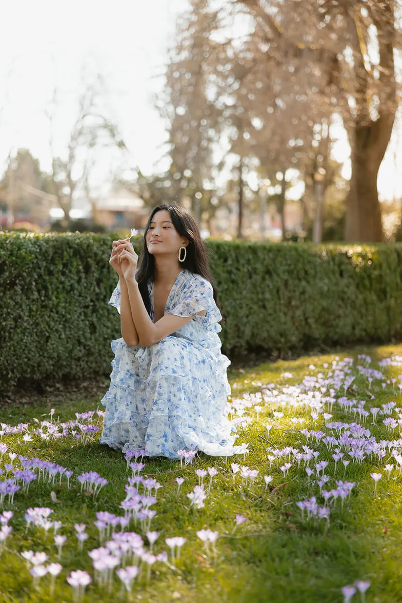 Kiss Me Blue Floral Ruffle Midi Dress - FINAL SALE sold by Confête product image thumbnail 4