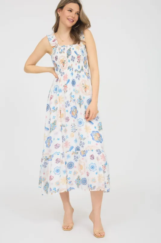 Milos Graphic Print Midi Dress sold by Confête