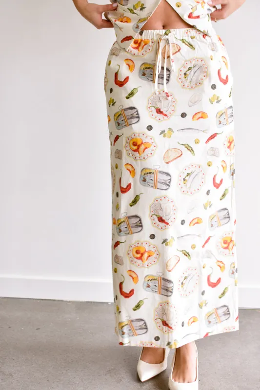 Praiano Food Print Maxi Skirt - FINAL SALE sold by Confête