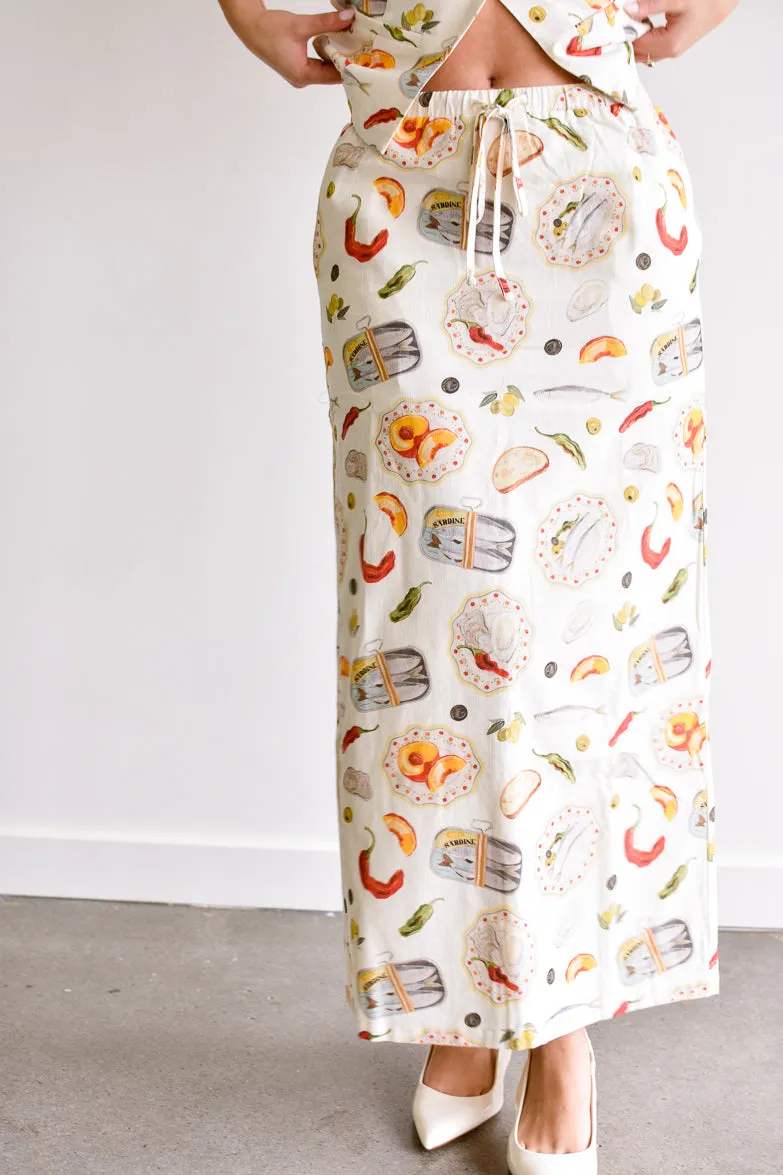 Praiano Food Print Maxi Skirt - FINAL SALE sold by Confête