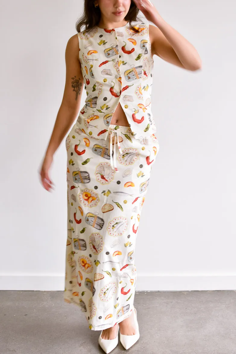 Praiano Food Print Maxi Skirt - FINAL SALE sold by Confête product image thumbnail 2