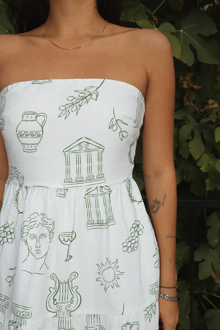 Athena Grecian Print Strapless Maxi Dress sold by Confête product image thumbnail 4