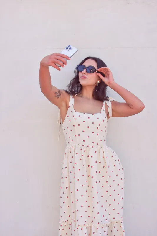 Strawberry Fields Midi Dress sold by Confête