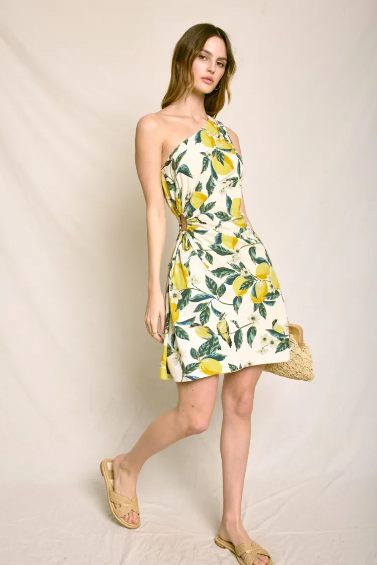 Ravello Lemon Print Mini Dress sold by Confête product image thumbnail 3