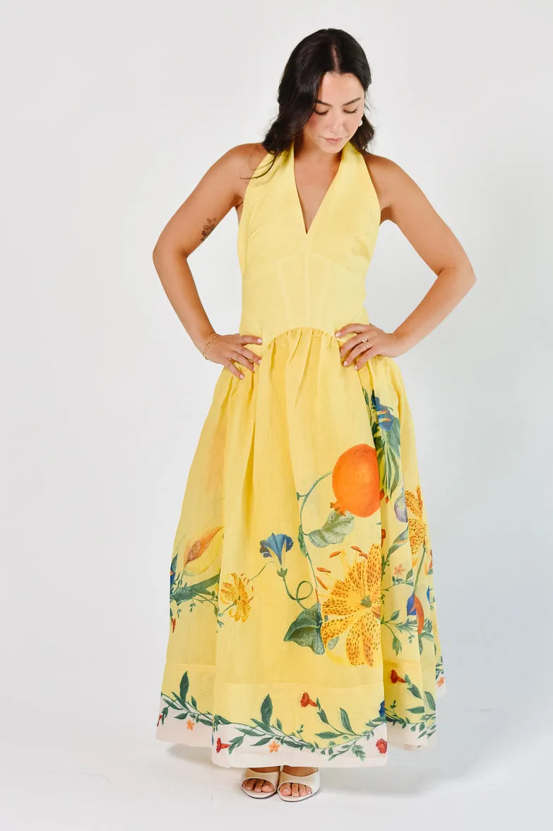 Iris Yellow Halter Maxi Dress sold by Confête product image thumbnail 3