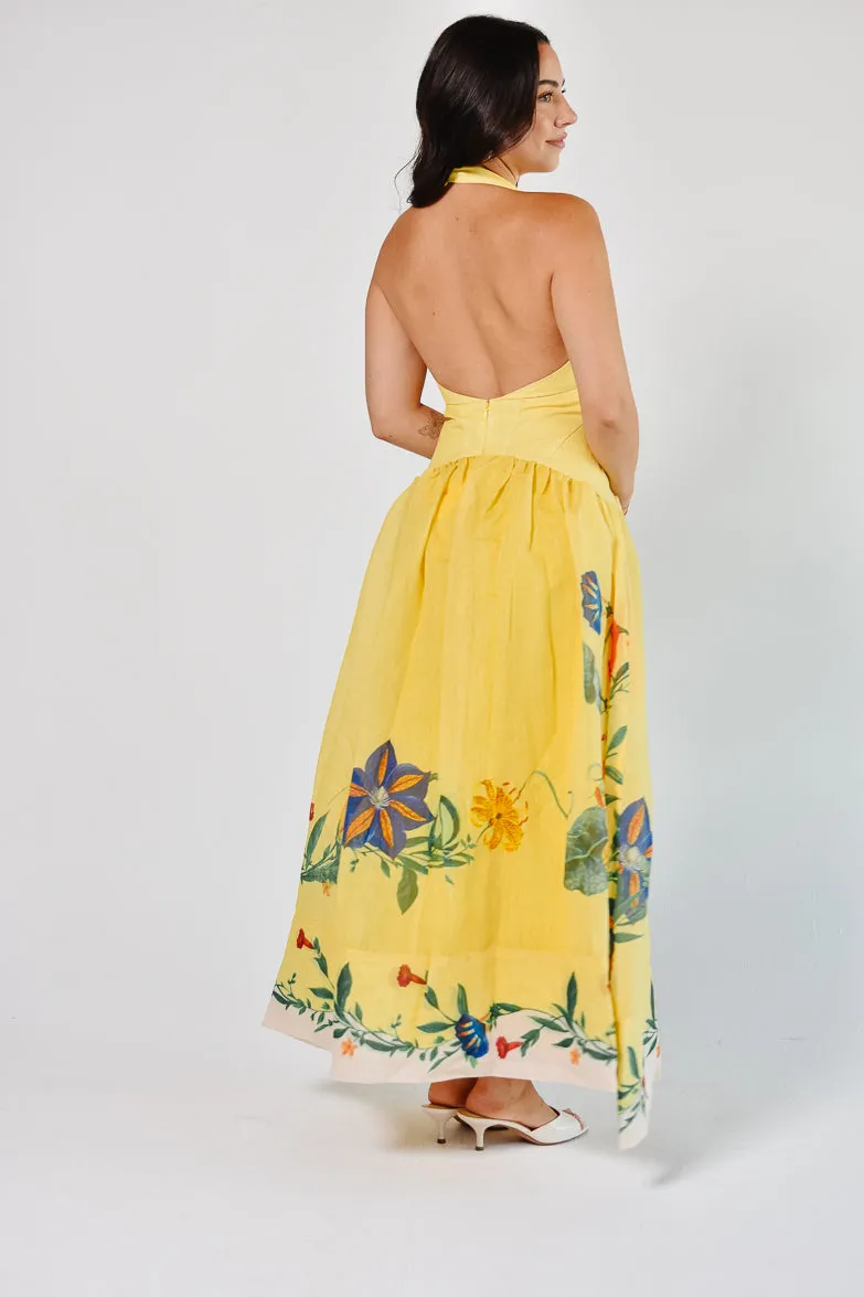 Iris Yellow Halter Maxi Dress sold by Confête product image thumbnail 2