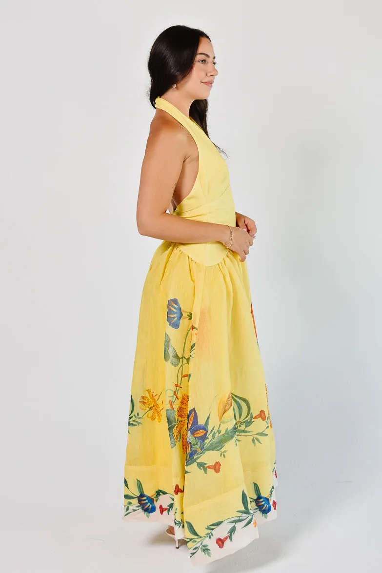 Iris Yellow Halter Maxi Dress sold by Confête product image thumbnail 4