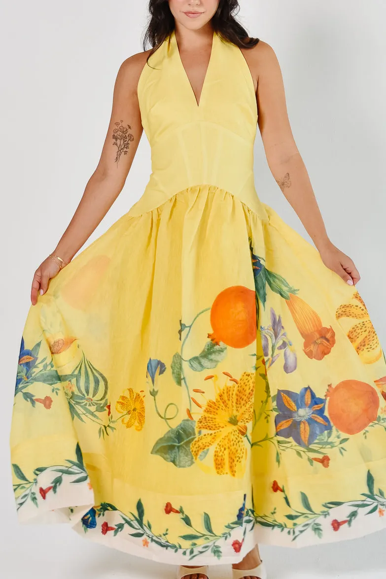 Iris Yellow Halter Maxi Dress sold by Confête product image thumbnail 5