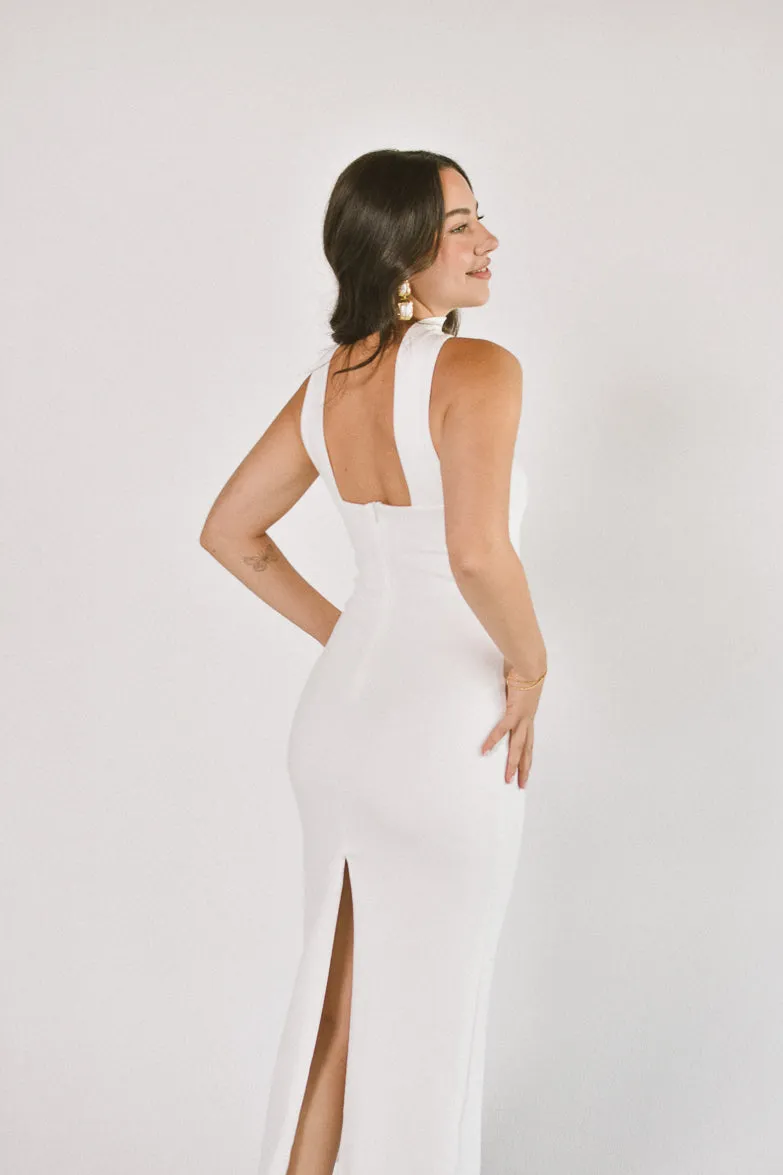 Sweetest Thing White Scarf Detail Midi Dress - FINAL SALE sold by Confête product image thumbnail 2