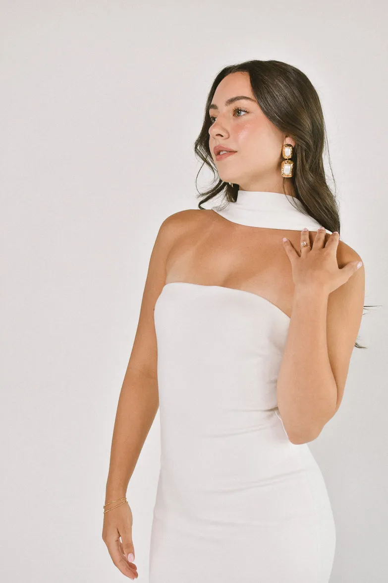 Sweetest Thing White Scarf Detail Midi Dress - FINAL SALE sold by Confête product image thumbnail 3