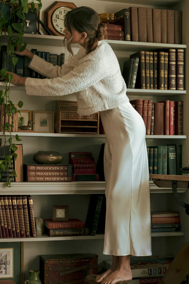 Marlo Rhinestone Embellished Tweed Knit Jacket - Cream sold by Confête product image thumbnail 5