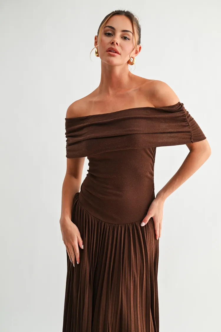 Pia Off the Shoulder Maxi Dress - Chocolate Brown sold by Confête product image thumbnail 3