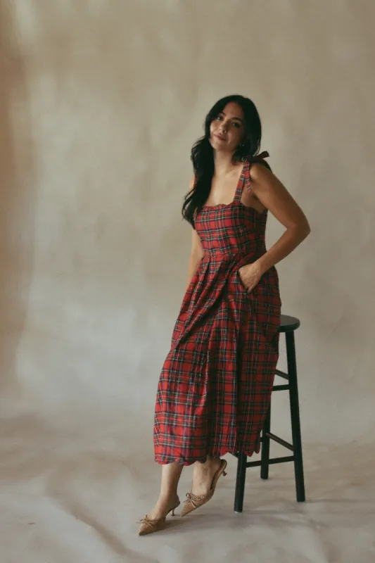 Eleanore Red Plaid Midi Dress - FINAL SALE sold by Confête