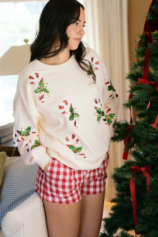 Candy Cane Wishes Sweater Sweater - Cream sold by Confête