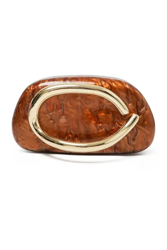 Elodie Acrylic Frame Clutch - Cognac sold by Confête
