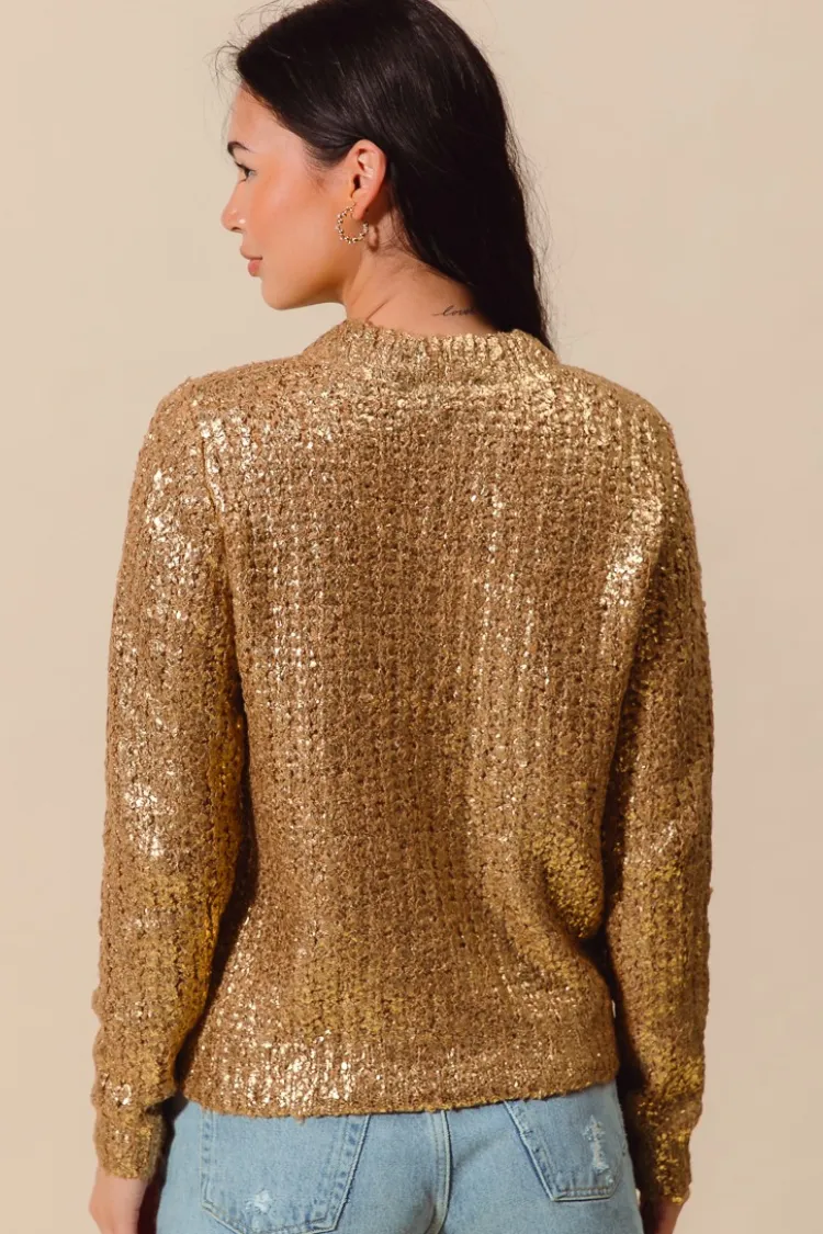 Chasing Midnight Metallic Crewneck Sweater - Gold sold by Confête product image thumbnail 2