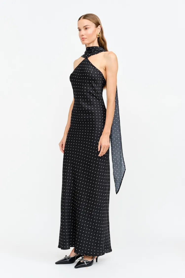 Pre-Order - Magdalena Polka Dot Maxi Dress with Neck Scarf - 12/5 sold by Confête product image thumbnail 3