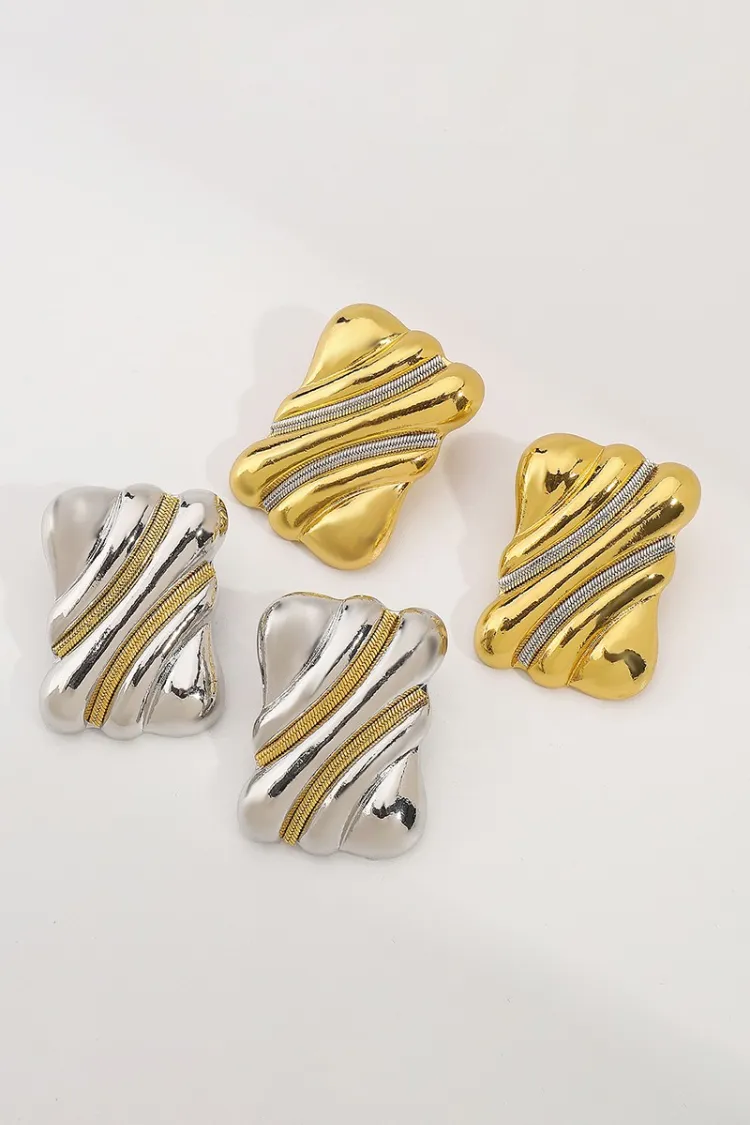 Daphne Mixed Metal Rectangular Studs - Gold sold by Confête product image thumbnail 4