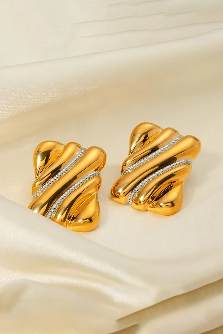 Daphne Mixed Metal Rectangular Studs - Gold sold by Confête product image thumbnail 2