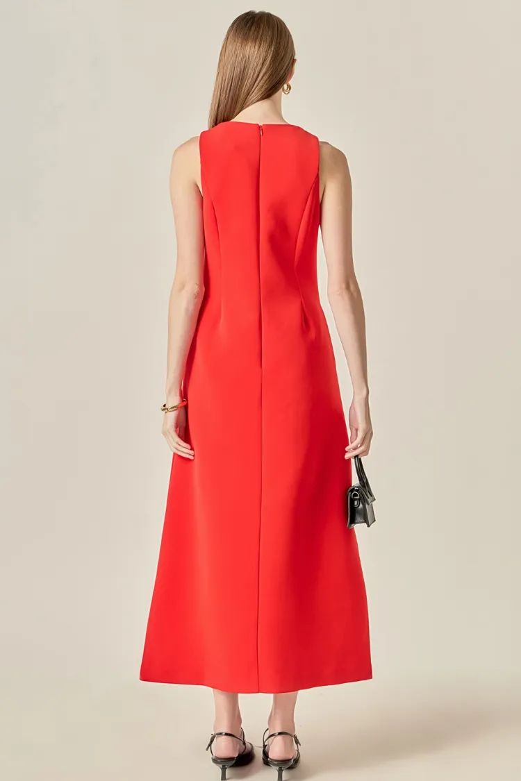 Bow Detailed Sleeveless Red Midi Dress sold by Confête product image thumbnail 4