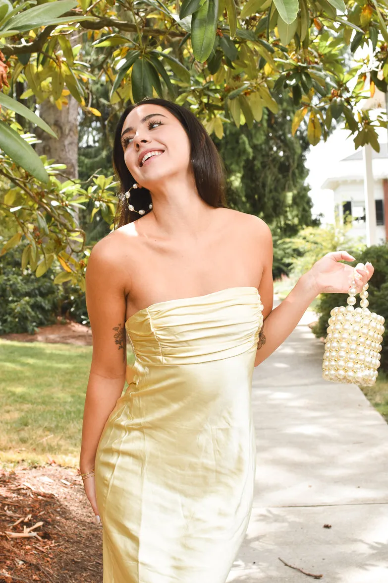 Andie Butter Yellow Silky Midi Dress sold by Confête product image thumbnail 5