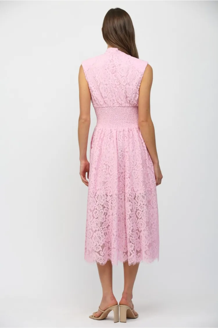 Lille Pink Lace Midi Dress sold by Confête product image thumbnail 4