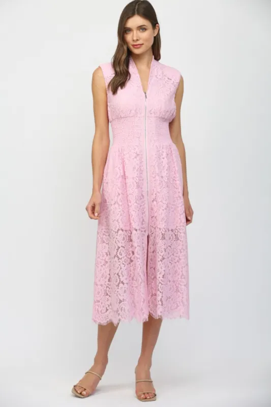 Lille Pink Lace Midi Dress made by Confête