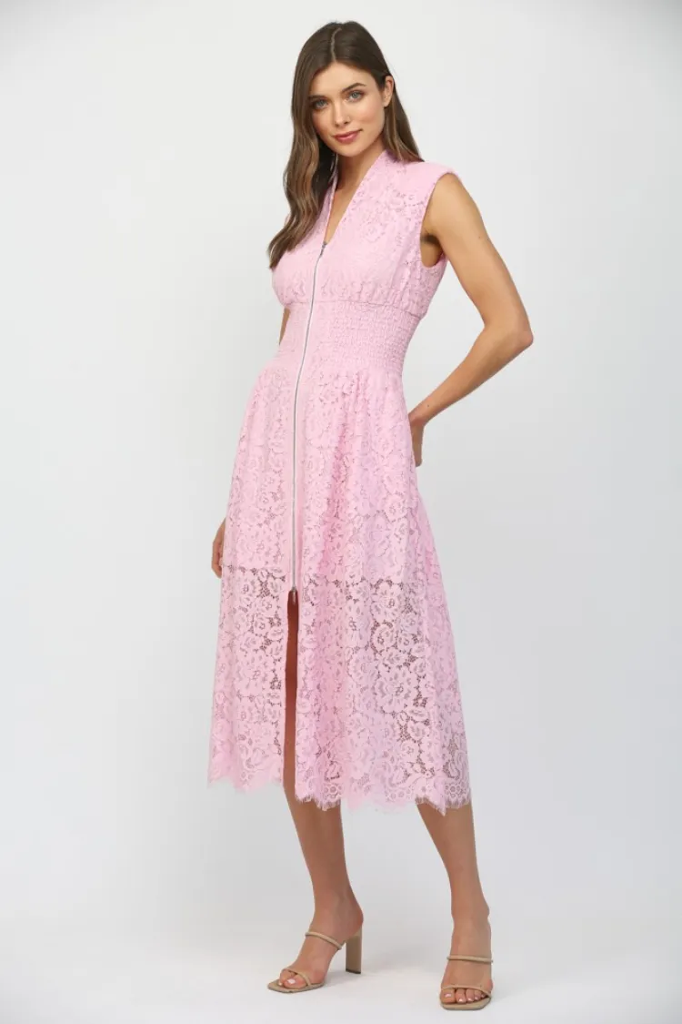 Lille Pink Lace Midi Dress sold by Confête product image thumbnail 2