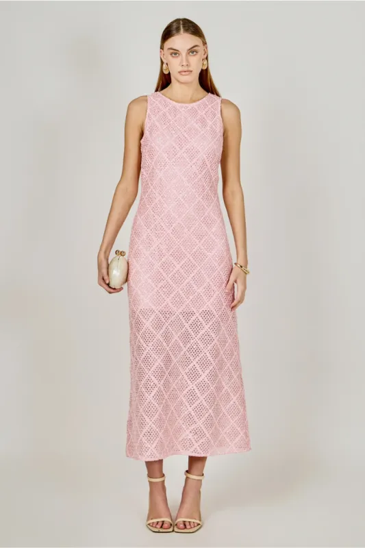 Pink Textured Midi Dress sold by Confête