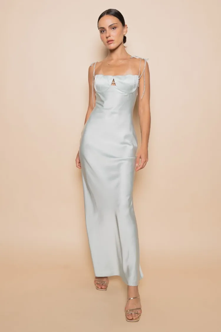 Isola Tulip Bust Maxi Dress - Chambray sold by Confête