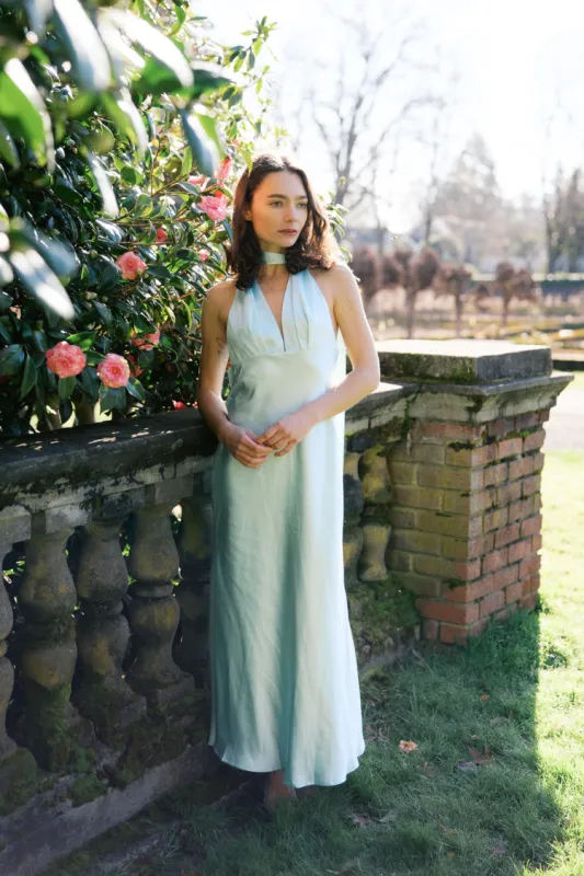 Tiffany Blue Halter Maxi Dress made by Confête