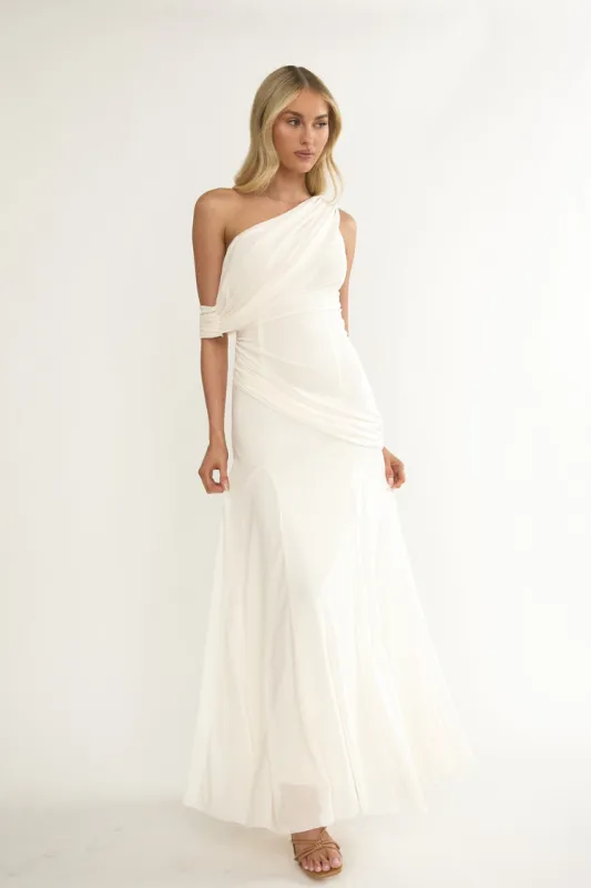 Thalia Draped Maxi Dress - Ivory made by Confête