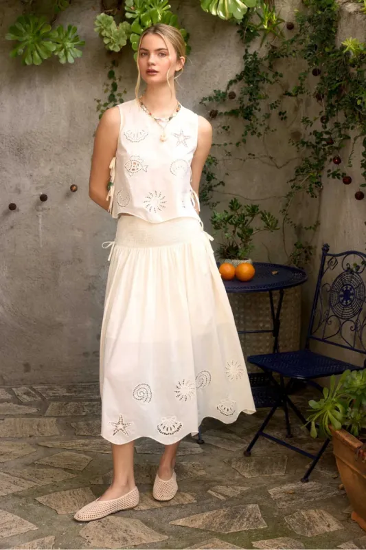Coastline Eyelet Skirt Set made by Confête