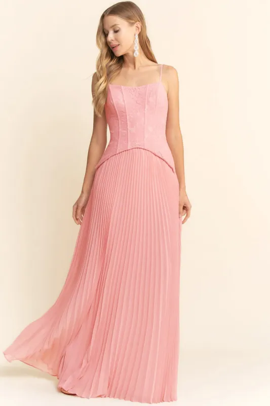 Eloise Pink Pleated Maxi Dress made by Confête