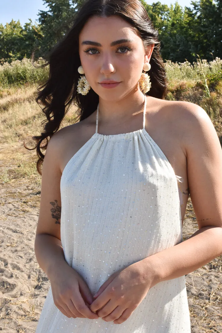 Zahara Long Cream Halter Dress - FINAL SALE sold by Confête product image thumbnail 2