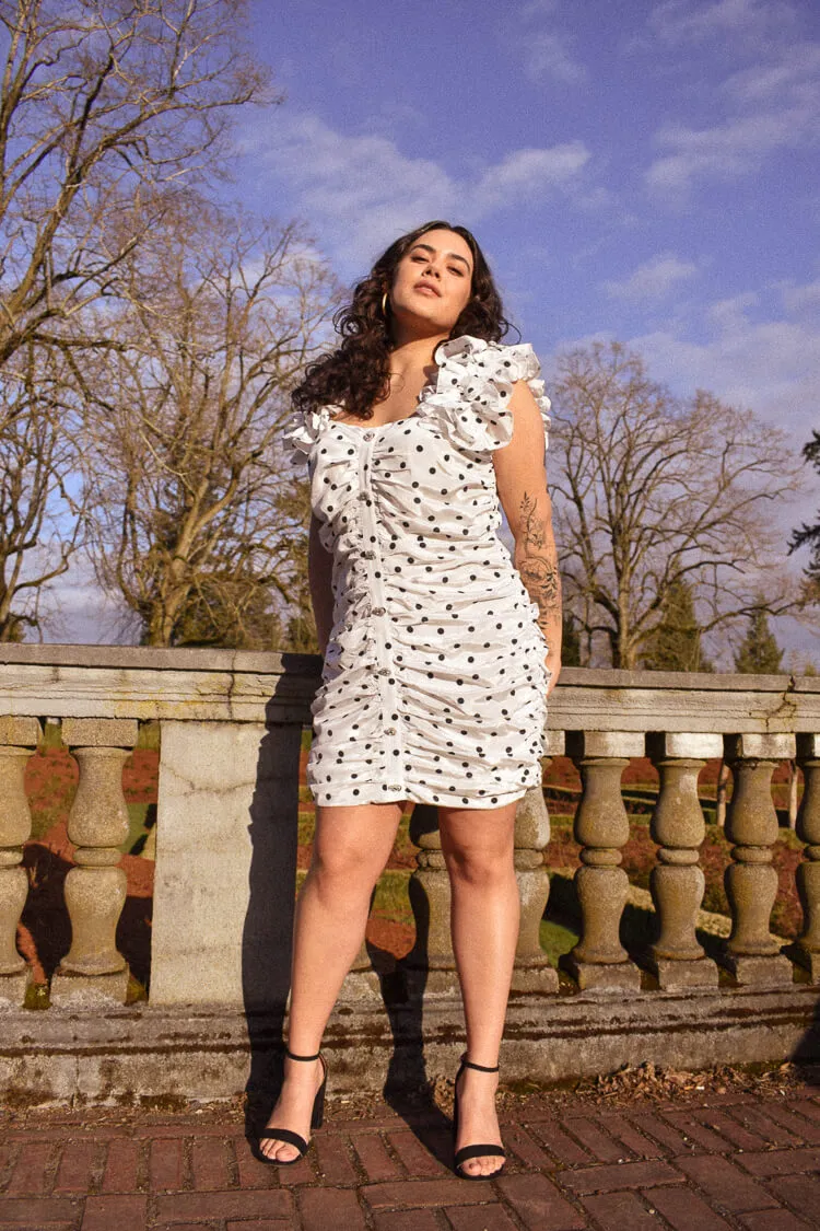 Chrissy Ruched Polka Dot Mini Dress - FINAL SALE sold by Confête product image thumbnail 4
