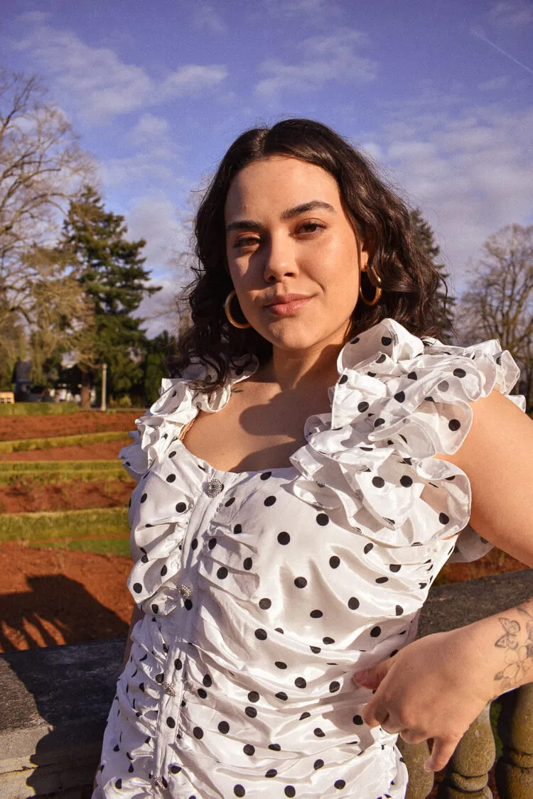 Chrissy Ruched Polka Dot Mini Dress - FINAL SALE sold by Confête product image thumbnail 3